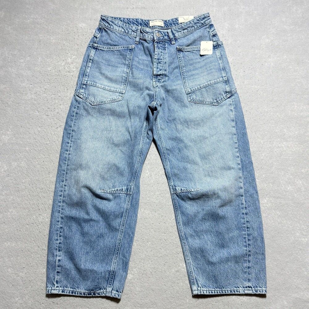 We The Free People Minimalist Moxie Jean Mid Rise Barrel Crop Women's 29 NWT 128